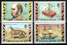 Falkland 1982, Mi #350-353**, Charles Darwin. fauna, corabie, MNH! Cota 5 &amp;euro;! foto