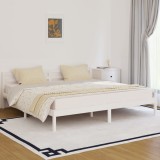 VidaXL Cadru de pat, alb, 200x200 cm, lemn masiv de pin