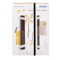 Korres SET Drama Volume No1 Mascara Neagră Volum Extrem 11ml și Tuș de Ochi de Lungă Durată cu Minerale Vulcanice No1 Creion Negru 1.2g