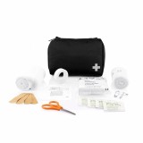 Set de prim ajutor 24 piese, poliester, metal, Everestus, TSPA05, negru, saculet de calatorie inclus
