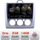 Navigatie Ford Focus 2 cu climatizare manuala, Android 12, 8GB RAM, 128GB