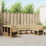 vidaXL Set de canapele de exterior cu pernă 9 pcs Alb și Bej 3389851