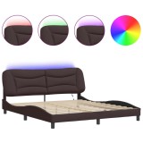 Cumpara ieftin Cadru de pat cu LED fara saltea Hvar tesatura maro inchis 180x200 cm