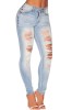 CL551 Jeans Skinny cu talie medie si rupturi decorative