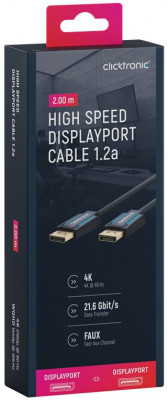 Cablu Profesional DisplayPort - DisplayPort 2m v1.2a 4K 60Hz 21.6Gbit/s AWG26 OFC Clicktronic 70711 foto