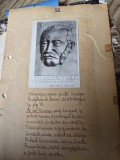 Doua fotografii aplicate fata/verso pe un carton cu explicatii legate de mostenirea culturala a sculptorului I. H. Sarghie.