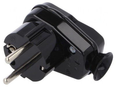 Conector Alimentare AC Tată 2P PE 250V 16A Negru foto