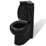 Vas WC din ceramică, Negru, vidaXL