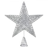 V&acirc;rf Brad Crăciun, Stea 3D, Culoare Argintiu, 33x33x10 cm, Oem