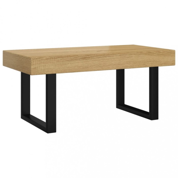 Masuta de cafea, maro deschis &amp; negru, 90x45x40 cm, MDF si fier