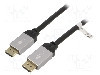 Cablu DisplayPort - DisplayPort, din ambele par&amp;amp;#355;i, DisplayPort mufa, 3m, negru, Goobay - 72188 foto