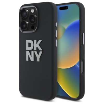 Husa pentru iPhone 16 Pro Max - DKNY Hardcase Liquid Silicone Metal Logo (DKHCP16XSMCBSK) - Black foto