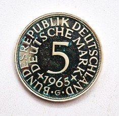 moneda argint GERMANIA FEDERALA 5 Mark 1965 ( G ) aUNC km # 112