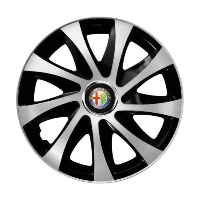 Set 4 capace roti Drift exrta silver&amp;black R15 Compatibil Cu Alfa Romeo
