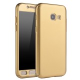 Cumpara ieftin Husa 360&deg; Matte Full Protection - Samsung Galaxy A3 2017 - Auriu - (fata + spate + geam sticla)