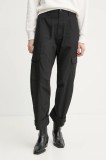 G-Star pantaloni de bumbac culoarea negru, fason cargo, high waist, D26030-C973