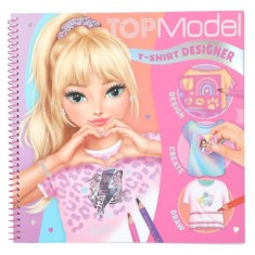 Carte de colorat cu sabloane si stickere, Depesche, TopModel T-Shirt Designer