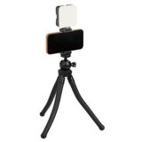Mini Trepied pentru Telefon cu Picioare Flexibile și Lumină LED, Negru, CMCLASS