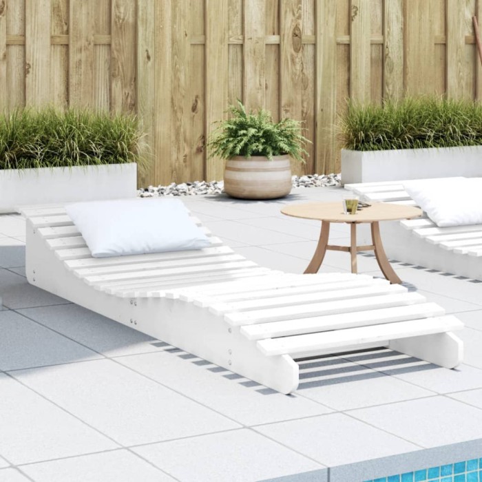 vidaXL Șezlong, alb, 205x60x31,5 cm, lemn masiv de pin 832574