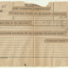 Telegrama Nicolae Iorga - 1930