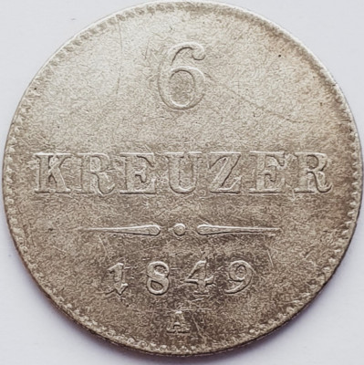 733 Austria 6 kreuzer 1849 Franz Joseph I - A - km 2200 argint foto