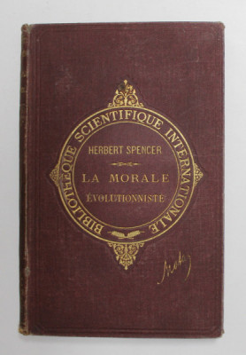 LA MORALE EVOLUTIONNISTE par HERBERT SPENCER , 1893, LIPSA PAGINA DE TITLU * foto