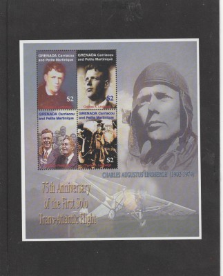 Grenada 2003-Aviatie,75 ani-zbor transatlantic solo,bloc 4,dant.,MNH,Mi.3949-52 foto
