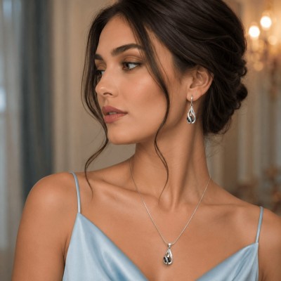 Set colier Nopti albastre foto