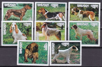 Bhutan 1973 fauna caini MI 536-543 MNH foto