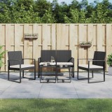 Cumpara ieftin Set mobilier de grădină cu perne, 5 piese, negru, PP ratan