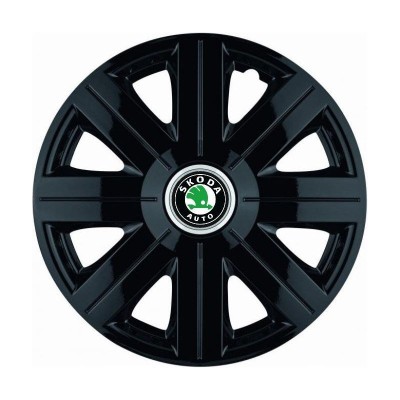Set 4 Capace Roti, potrivite jantelor de R14, pentru Skoda, model Cosmos Negru foto