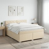 Cumpara ieftin Pat boxspring cu saltea cu headboard Crem 160 x 200 cm Tesatura