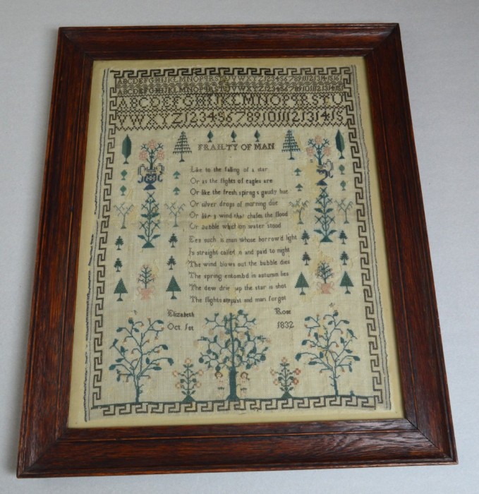 Sampler englezesc &bdquo;Frailty of Man&rdquo;, 1832