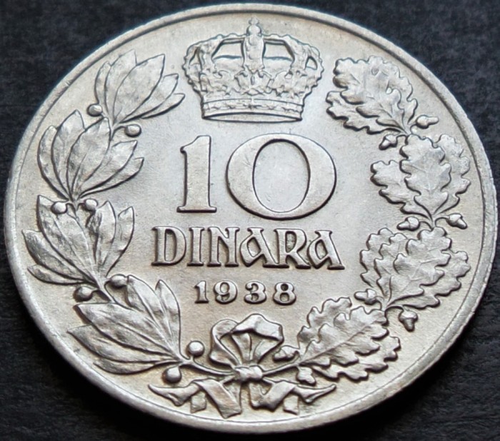 Moneda istorica 10 DINARI / DINARA - YUGOSLAVIA, anul 1938 * cod 4752 = UNC