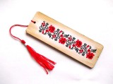 semn carte antichizat cu motiv traditional rosu cu negru 34097