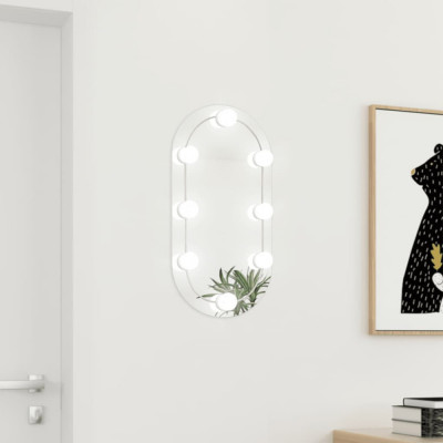 vidaXL Oglindă cu lumini LED, 60x30 cm, sticlă, oval foto