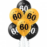 Set 10 baloane 60 ani negru si auriu 30cm StarHome GiftGalaxy, Hessa