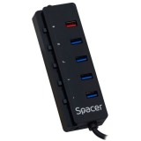 HUB 4x USB 3.0, 1 port USB quick charge, Spacer
