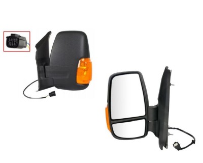 Oglinda exterioara Ford Transit/Tourneo, 01.2014-, Stanga, reglare electrica; texturat; incalzita; scurt; geam convex; cromat; 6 pini; cu semnalizare foto