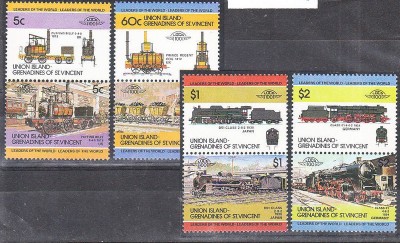 Union Island 1984 Trains, Railways, 4 pair, MNH G.356 foto