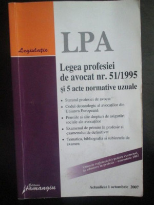 Legea profesiei de avocat nr. 51/1995 foto