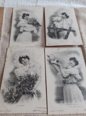 LOT CARTI POSTALE PERIOADA INTERBELICA, 3+1, TOATE CIRCULATE