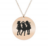 Joy - Colier personalizat banut cu trei fetite din argint 925 placat cu aur roz