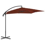 Umbrelă suspendată cu st&acirc;lp din oțel, cărămiziu, 250x250 cm