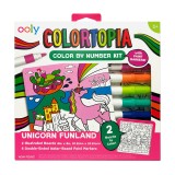 Cumpara ieftin Set creativ de pictura dupa numere cu markere Colortopia - Taramul Unicornilor (Set de 6 culori duble)