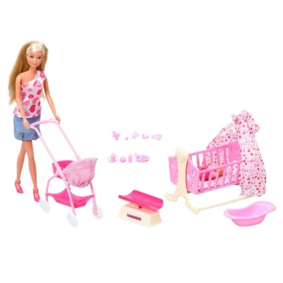 Set Simba Steffi Love New Born Baby Set papusa 29 cm, 1 bebelus si accesorii foto