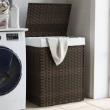 Gossi cos de rufe cu capac, maro inchis, 46x33x60 cm, poliratan