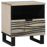 Cumpara ieftin Mese de noptieră cu sertar Alb și negru 40 x 33 x 46 cm