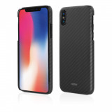 Husa Vetter pentru iPhone XS, X, Smart Case Carbon Design, Rubber Feel, Negru