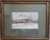 Peisaj de iarna cu casa// ulei pe carton, semnat indescifrabil, Flori, Realism